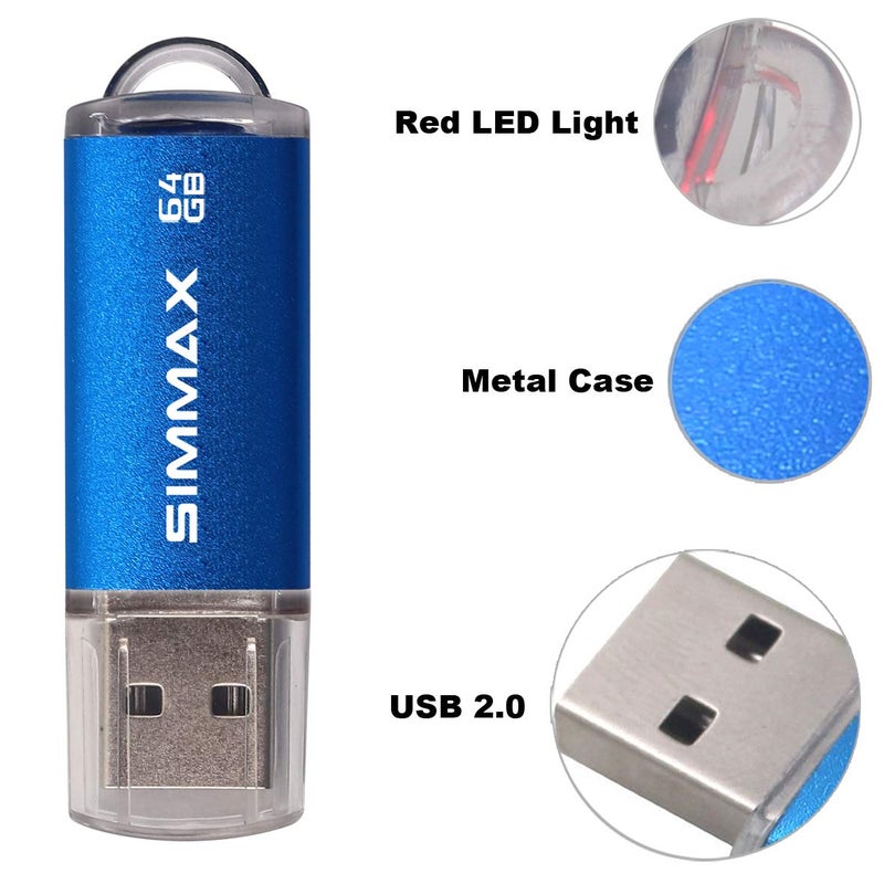 SIMMAX Memory Stick 64GB USB 2.0 Flash Drives Thumb Drive Pen Drive (64GB Blue) - Image 5